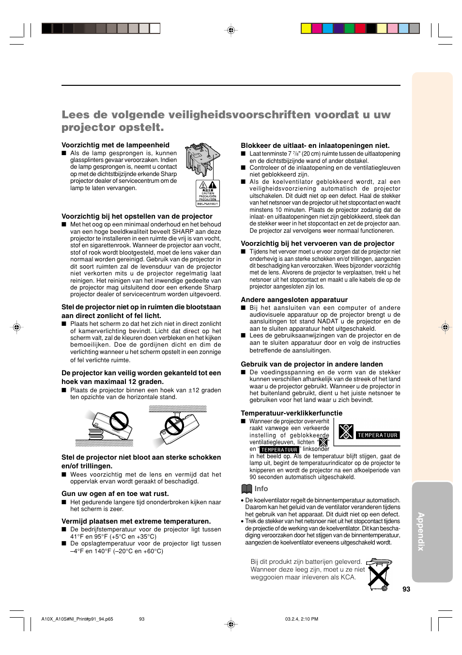 Appendix | Sharp PG-A10S User Manual | Page 97 / 103