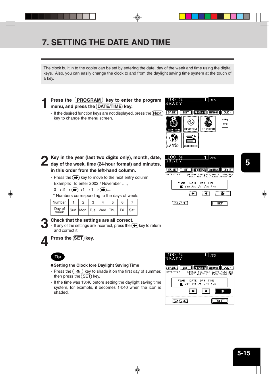 Setting the date and time | Sharp AR-810 User Manual | Page 105 / 178
