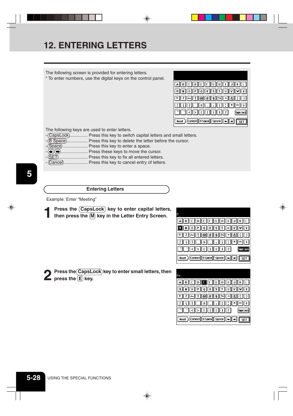 Entering letters | Sharp AR-810 User Manual | Page 118 / 178