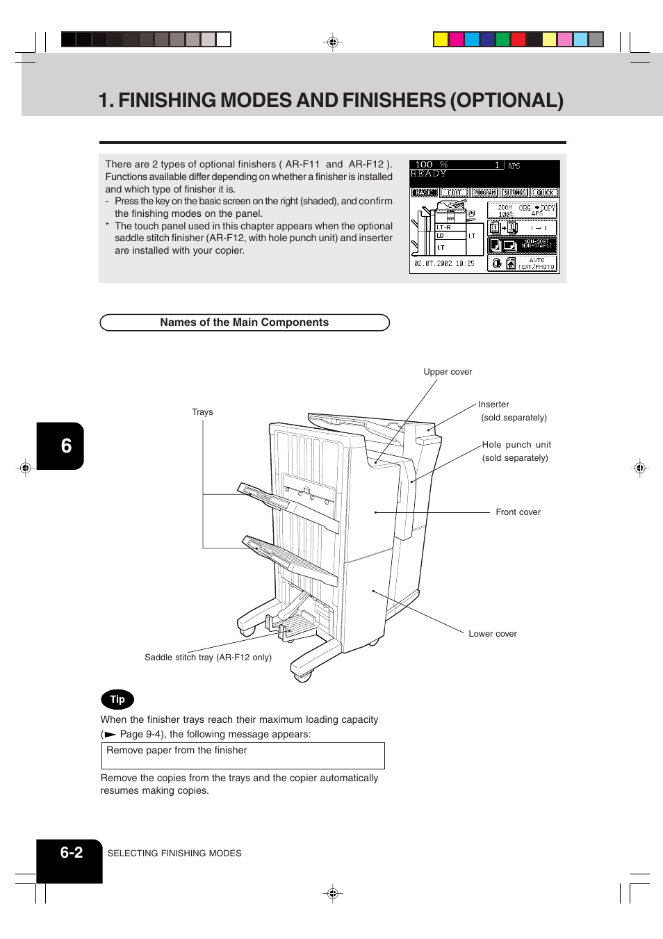 Finishing modes and finishers (optional) | Sharp AR-810 User Manual | Page 122 / 178