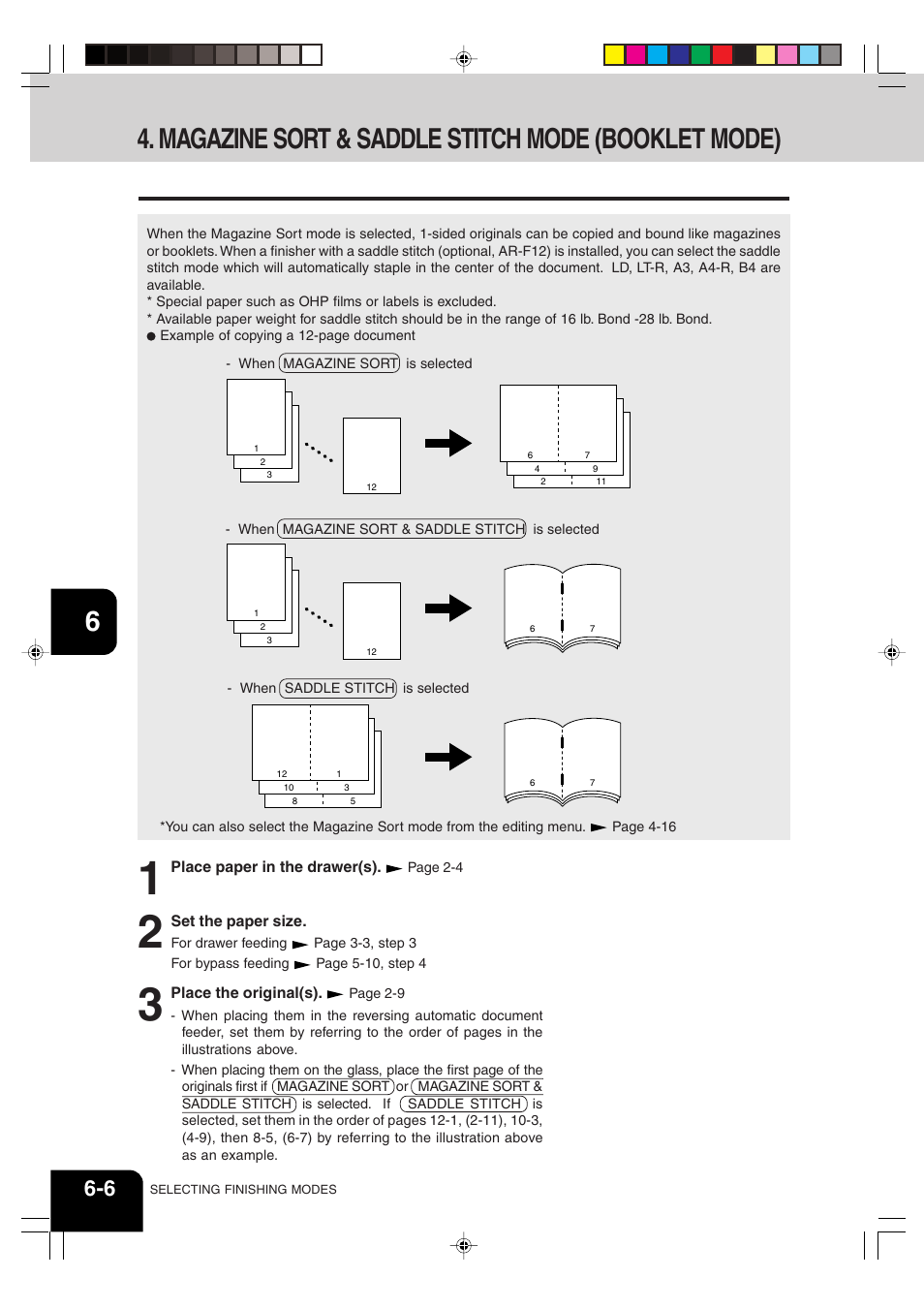 Magazine sort & saddle stitch mode (booklet mode) | Sharp AR-810 User Manual | Page 126 / 178