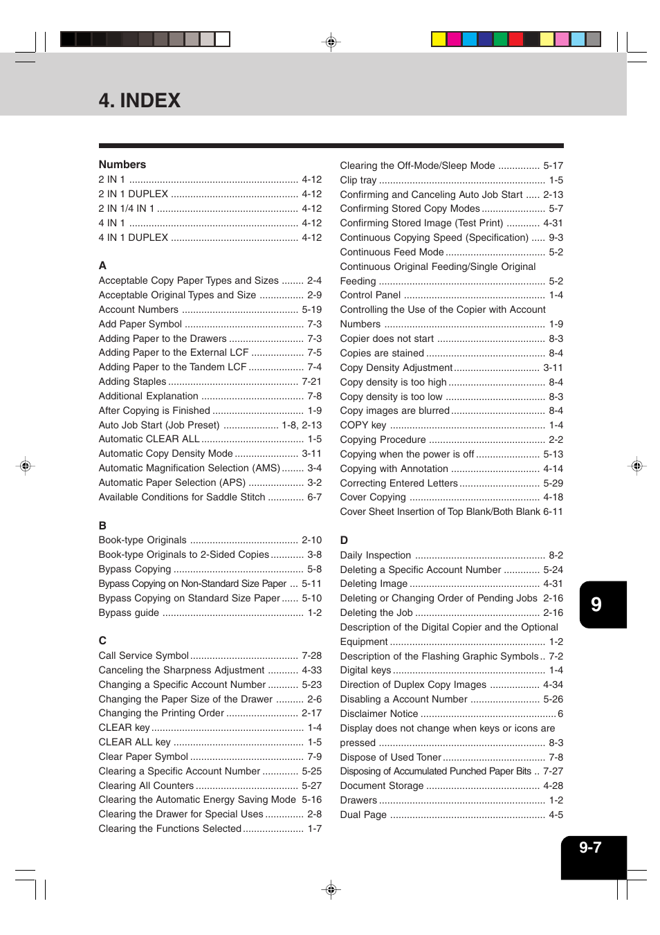 Index | Sharp AR-810 User Manual | Page 173 / 178