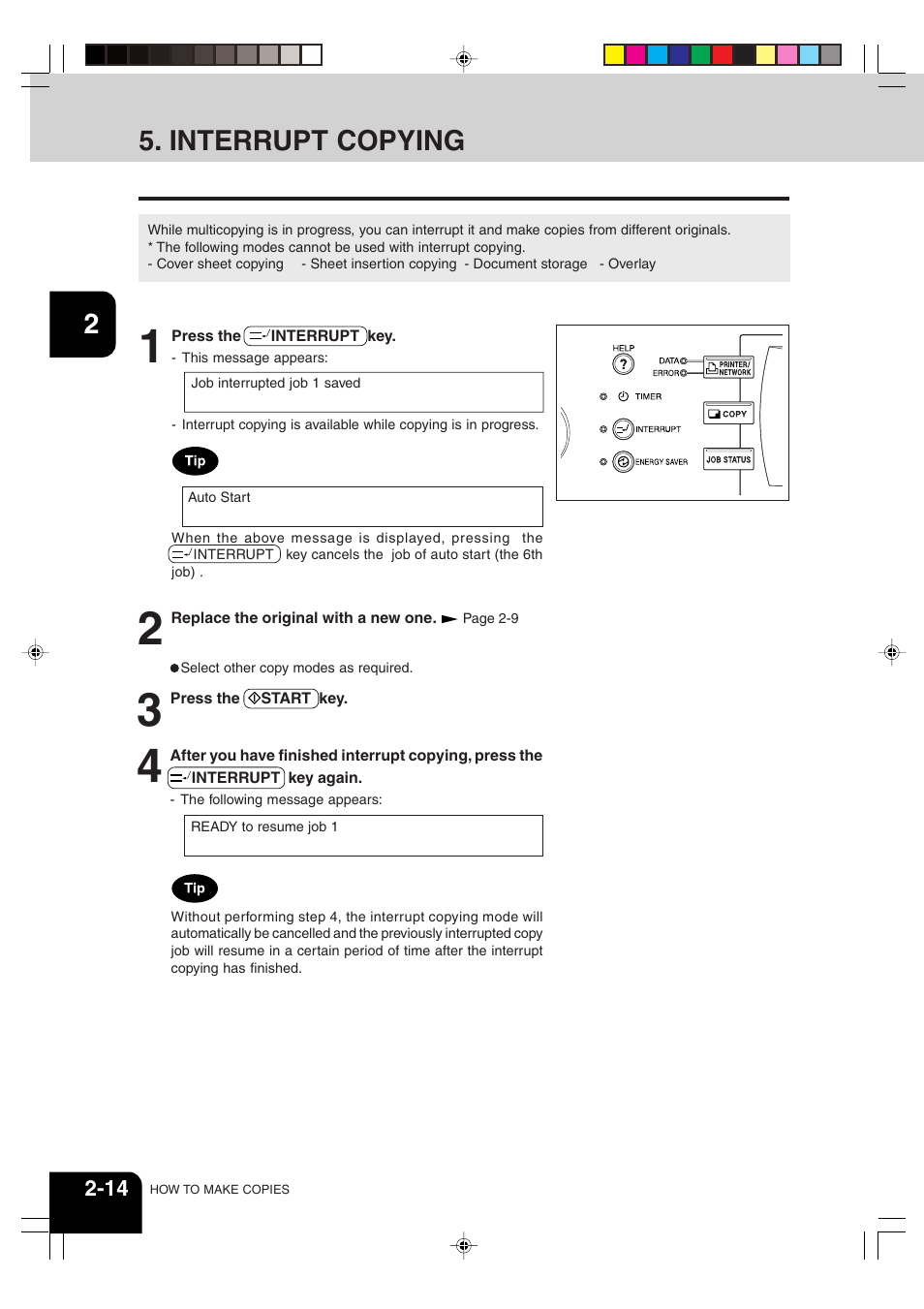 Interrupt copying | Sharp AR-810 User Manual | Page 38 / 178