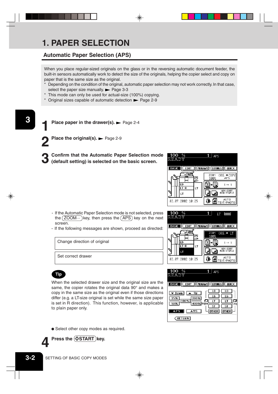 Paper selection | Sharp AR-810 User Manual | Page 44 / 178