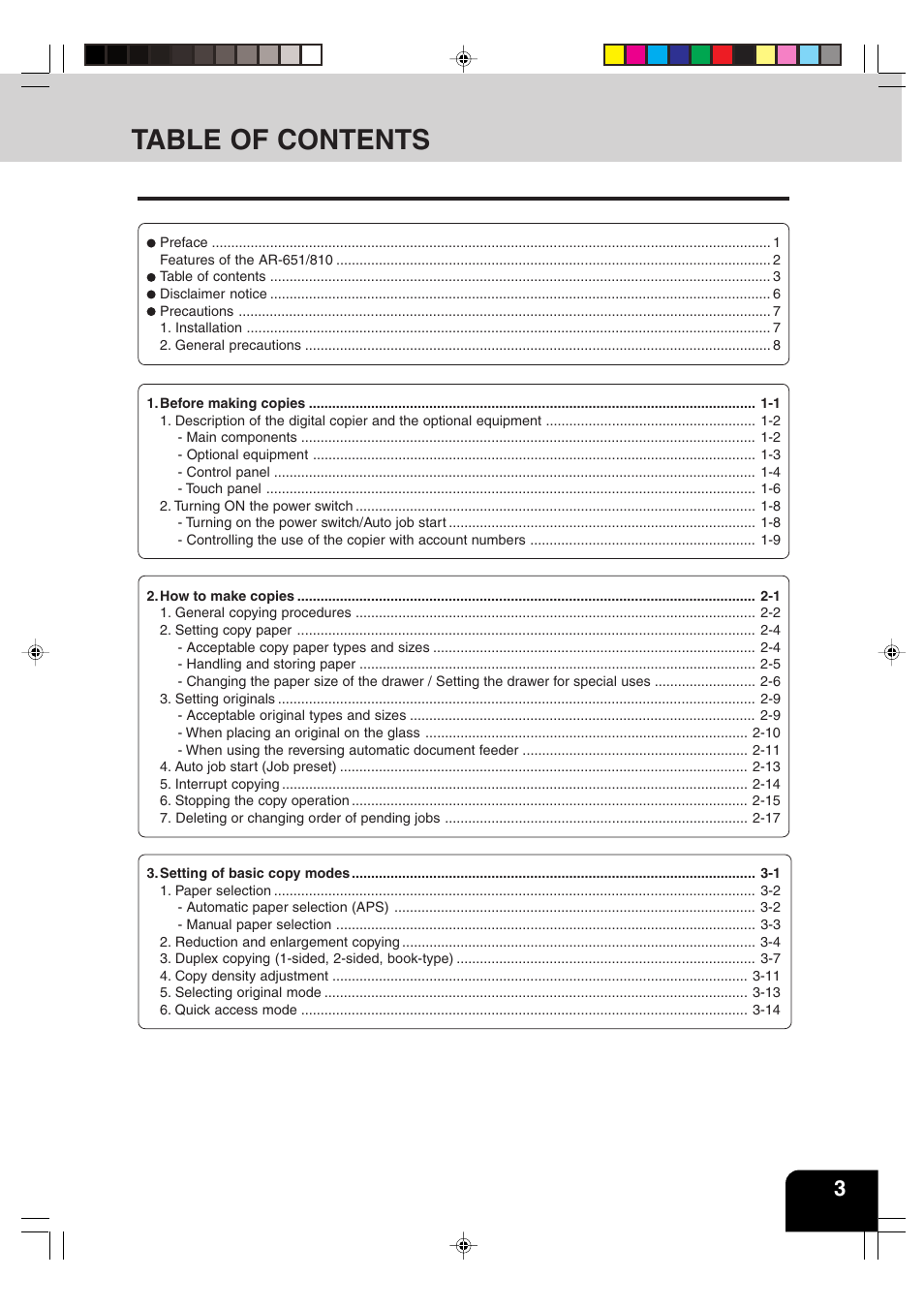 Sharp AR-810 User Manual | Page 7 / 178
