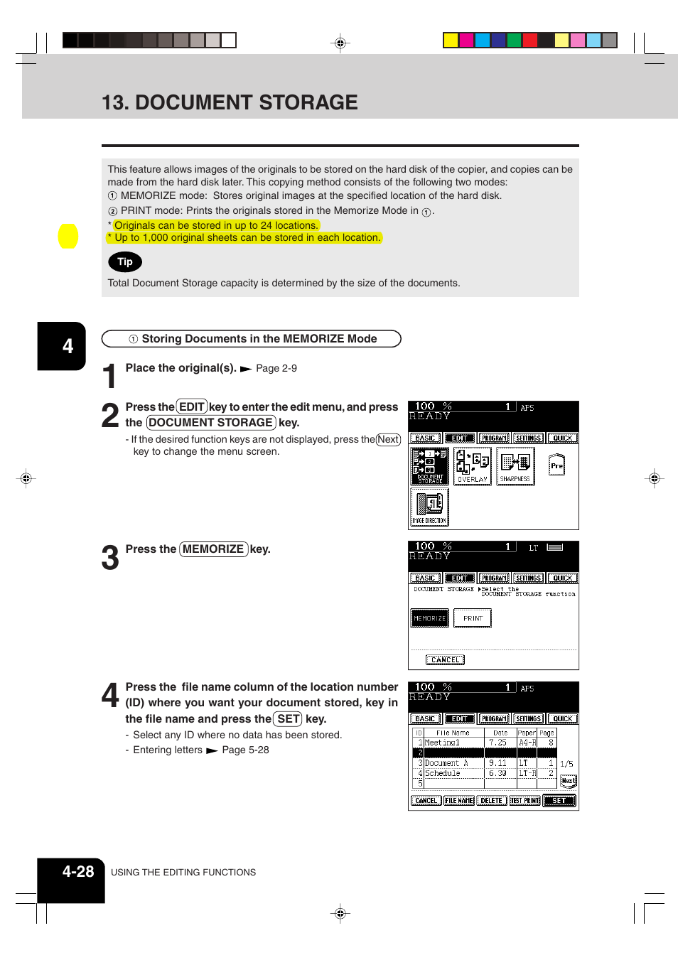 Document storage | Sharp AR-810 User Manual | Page 84 / 178