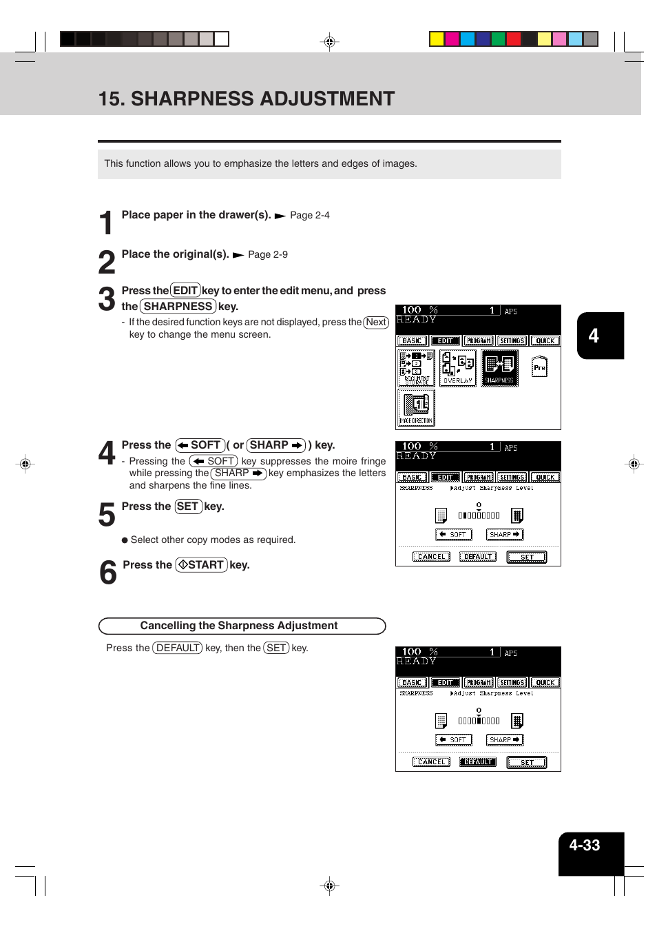 Sharpness adjustment | Sharp AR-810 User Manual | Page 89 / 178