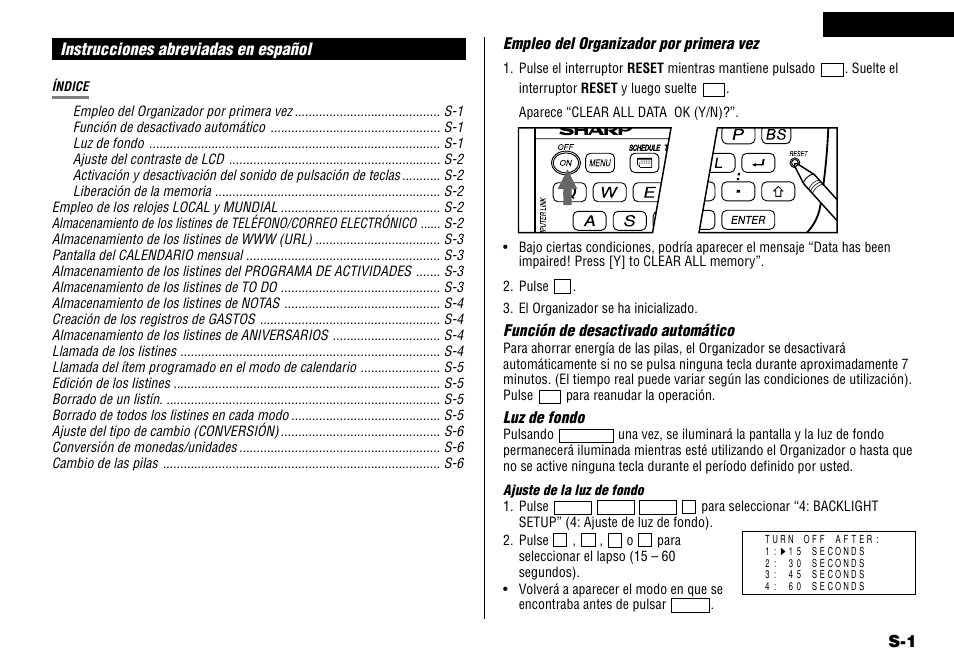 Español, Instrucciones abreviadas en español | Sharp YO-190 User Manual | Page 35 / 44