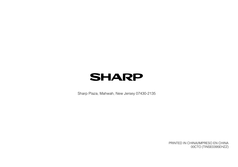 Sharp electronics corporation | Sharp YO-190 User Manual | Page 44 / 44