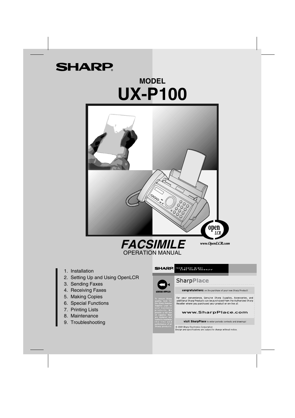 Sharp UX-P100 User Manual | 88 pages