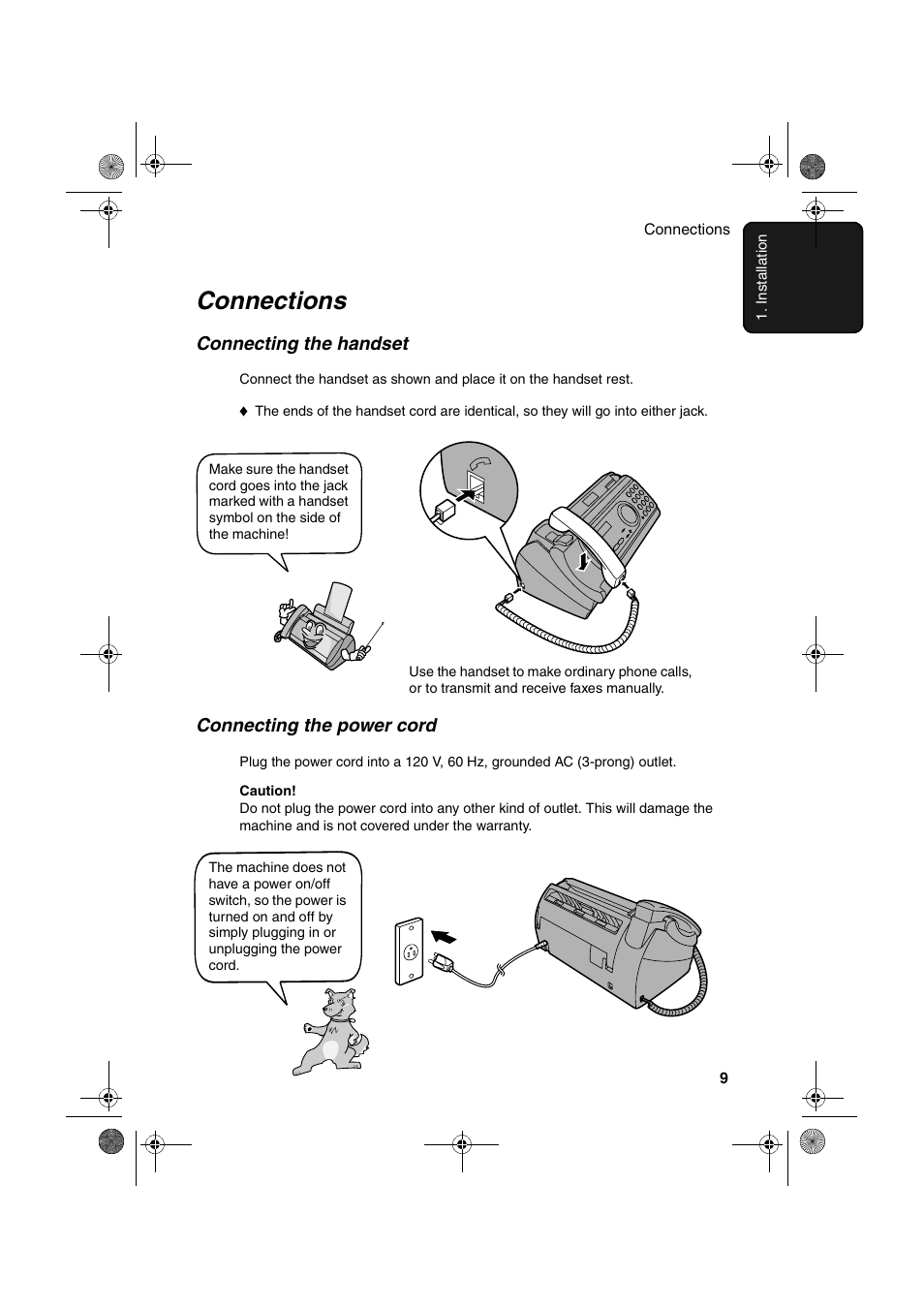 Connections | Sharp UX-P100 User Manual | Page 11 / 88