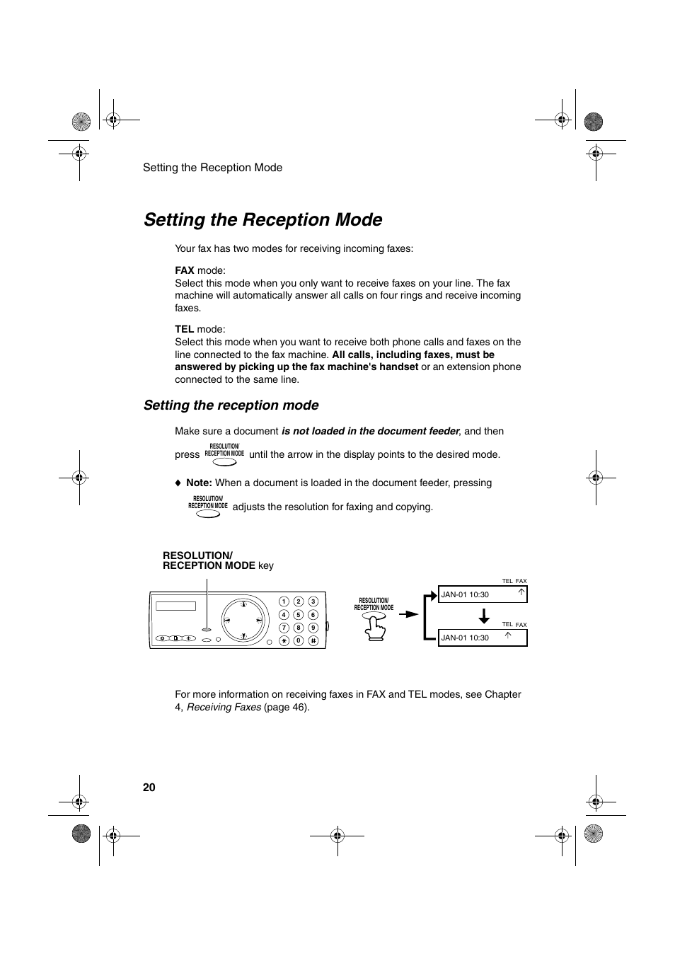 Setting the reception mode | Sharp UX-P100 User Manual | Page 22 / 88