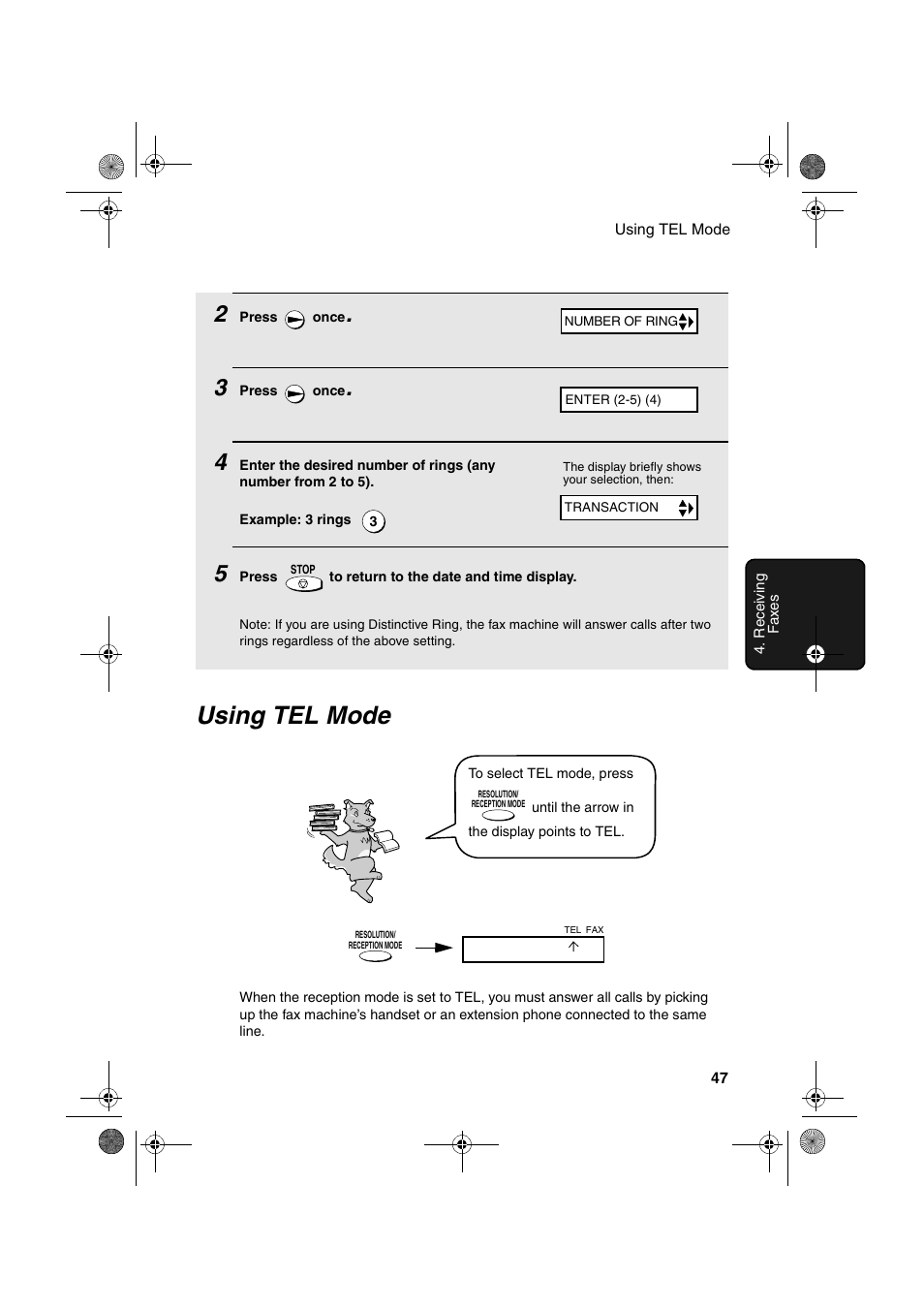 Using tel mode | Sharp UX-P100 User Manual | Page 49 / 88