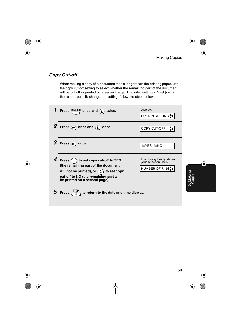 Copy cut-off | Sharp UX-P100 User Manual | Page 55 / 88