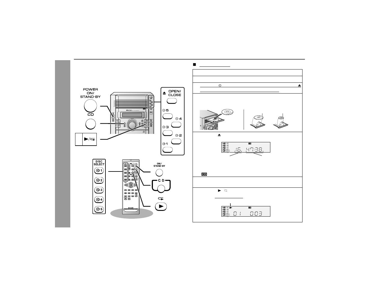 Listening to a cd (cds), Cd playb ack | Sharp XL-HP505 User Manual | Page 16 / 36