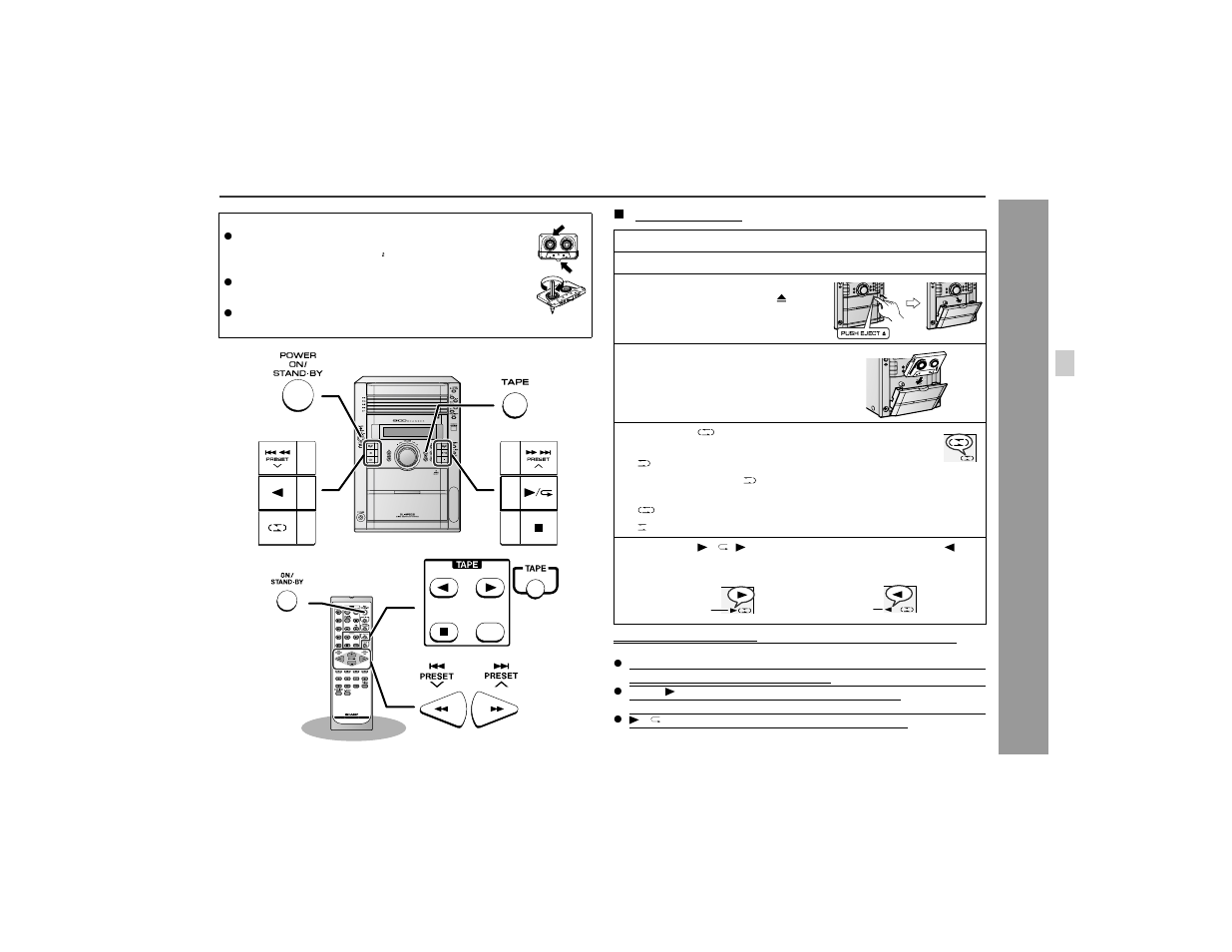 Listening to a cassette tape, Ta pe play back | Sharp XL-HP505 User Manual | Page 23 / 36