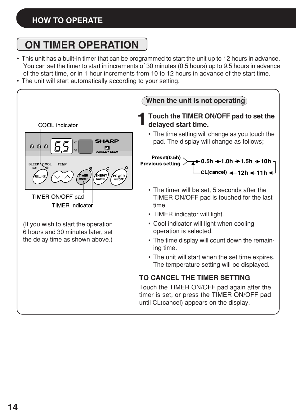 On timer operation, How to operate | Sharp AF-R80EX User Manual | Page 14 / 20