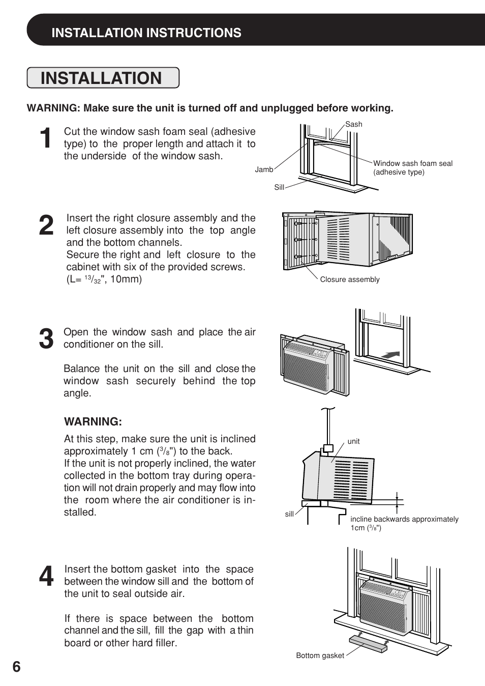 Installation | Sharp AF-R80EX User Manual | Page 6 / 20