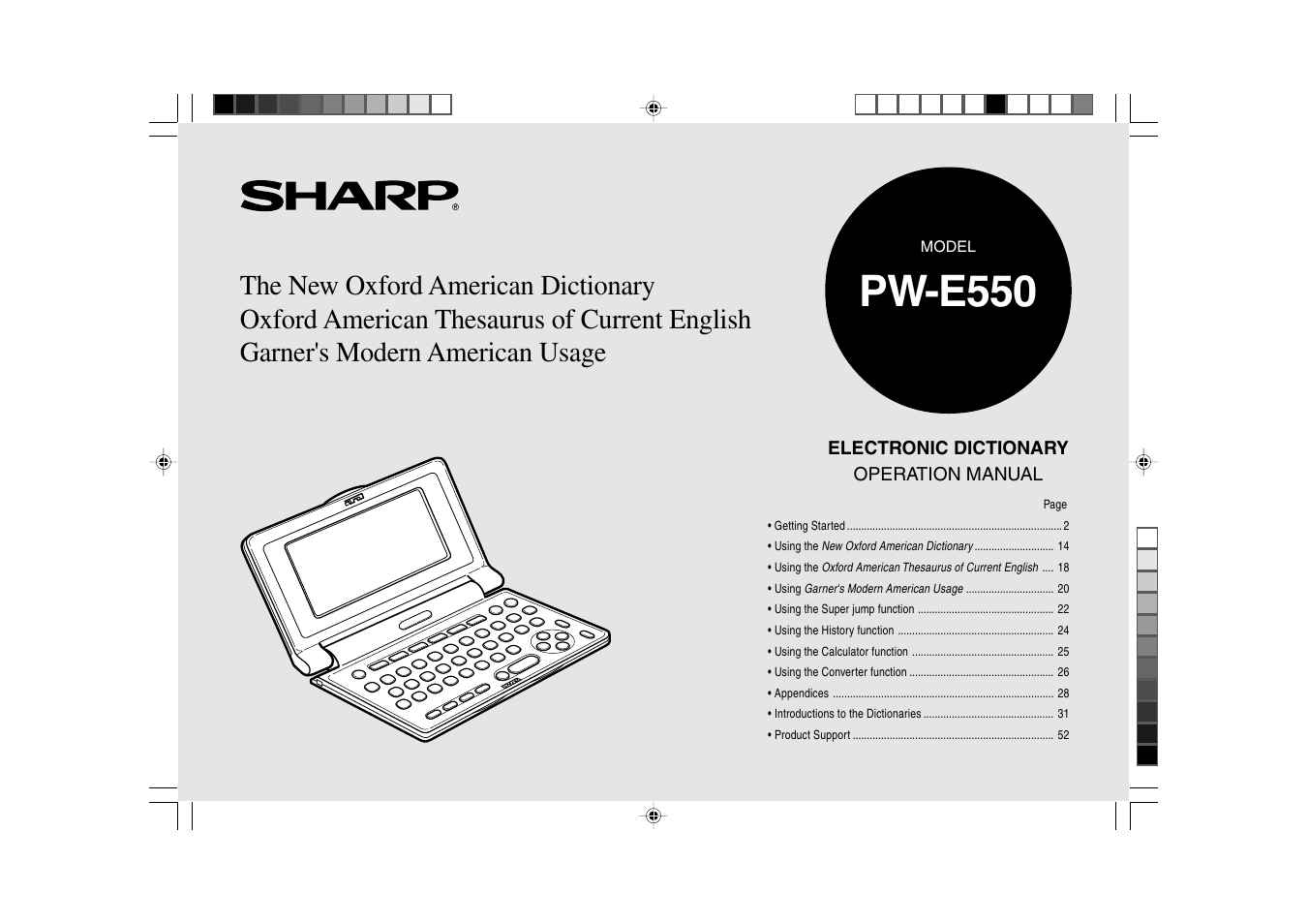 Sharp Electronic Dictionary PW-E550 User Manual | 56 pages