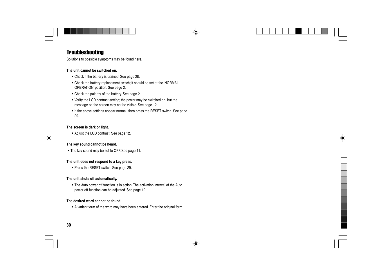 Troubleshooting | Sharp Electronic Dictionary PW-E550 User Manual | Page 32 / 56