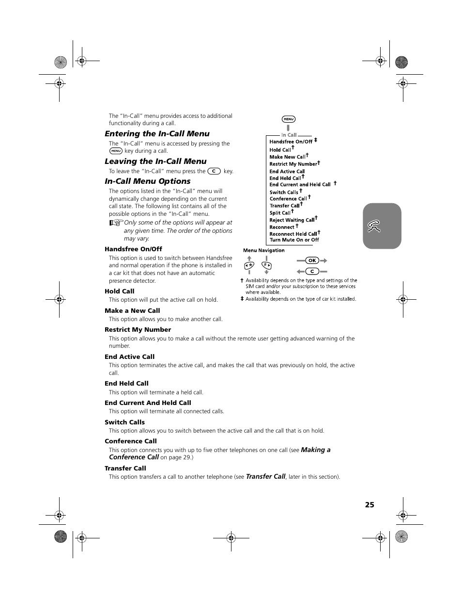 In-call menu | Motorola V51 User Manual | Page 31 / 102