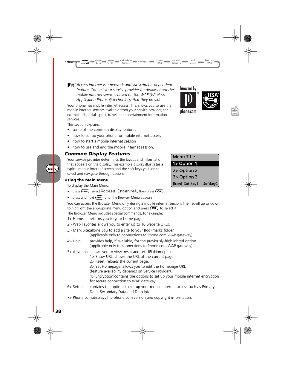 Access internet | Motorola V51 User Manual | Page 44 / 102