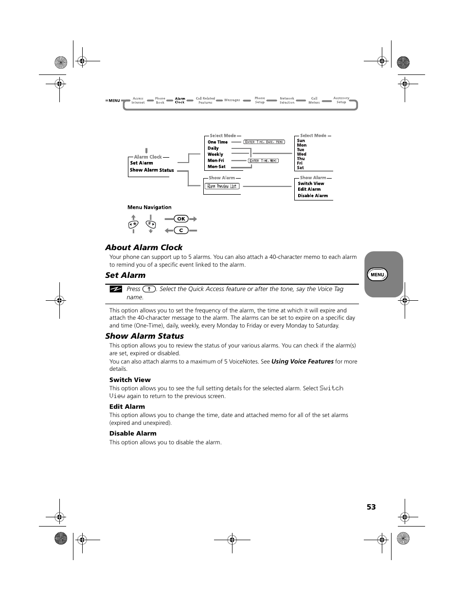 The alarm clock | Motorola V51 User Manual | Page 59 / 102