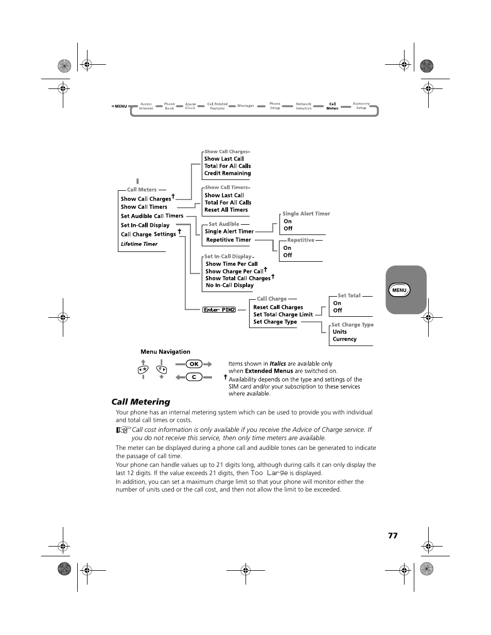 Call meters menu | Motorola V51 User Manual | Page 83 / 102