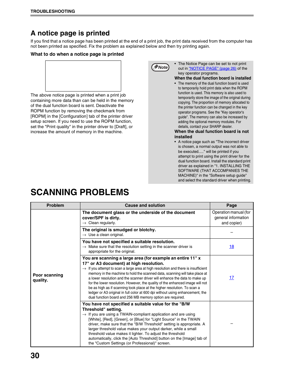 Scanning problems, A notice page is printed | Sharp AR-M162 User Manual | Page 123 / 372