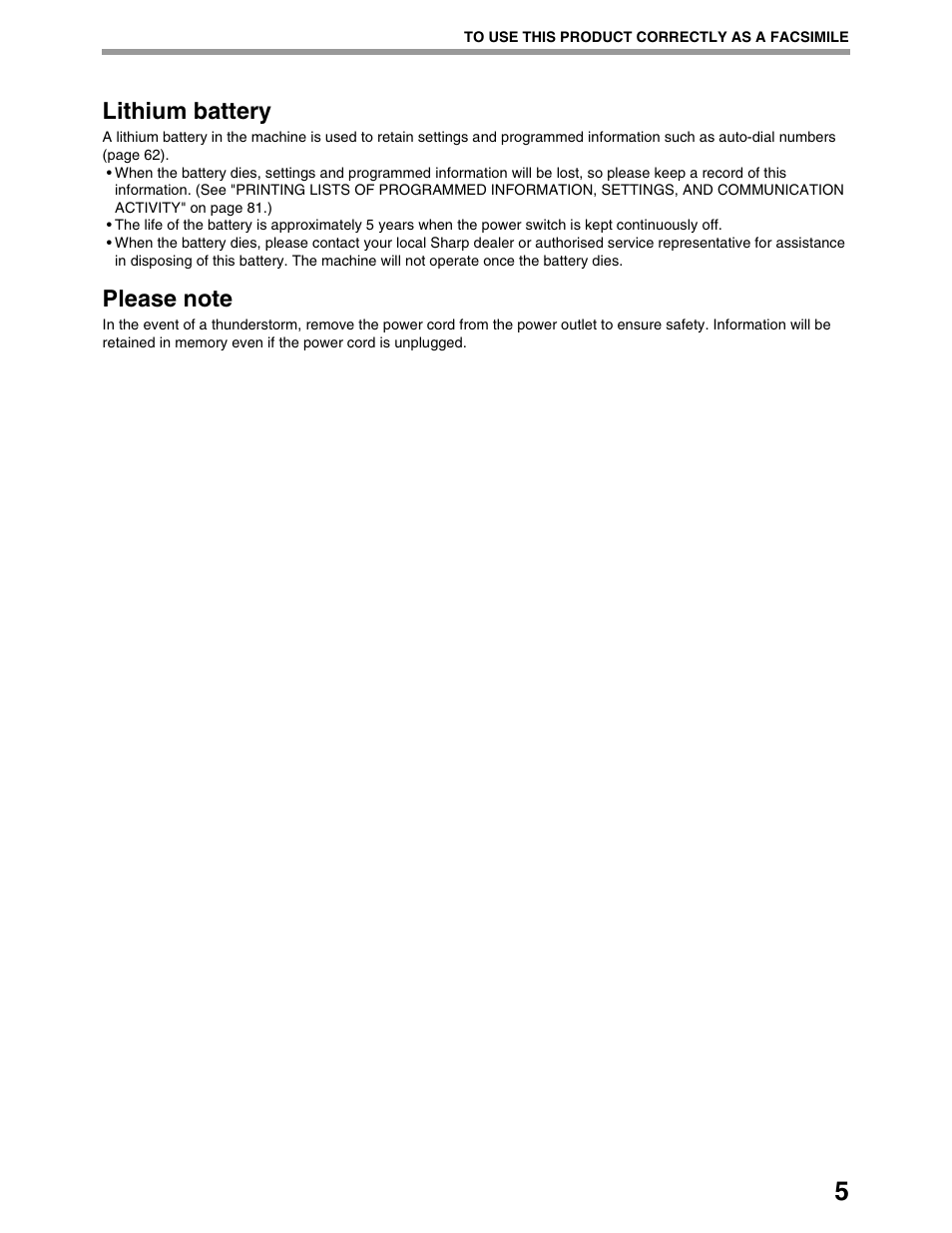 Lithium battery | Sharp AR-M162 User Manual | Page 134 / 372