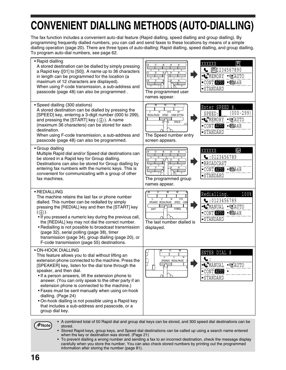 Convenient dialling methods (auto-dialling), Enter dial # : manual auto cont standard, Auto | Sharp AR-M162 User Manual | Page 145 / 372
