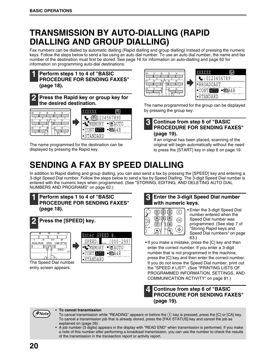 Sending a fax by speed dialling, Press the [speed] key, Auto | Basic operations, The speed dial number entry screen appears | Sharp AR-M162 User Manual | Page 149 / 372