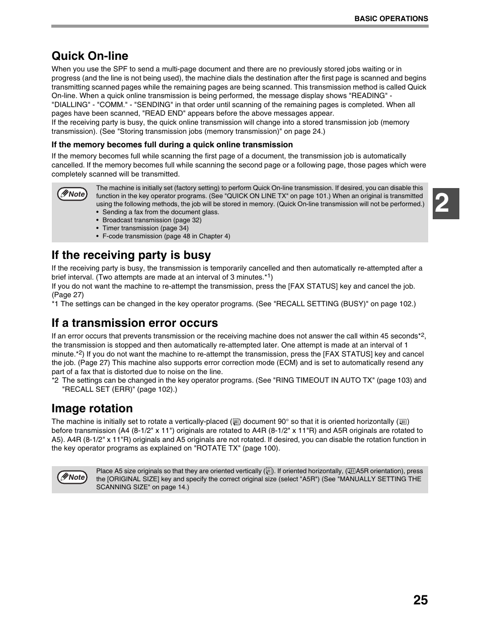 Quick on-line, If the receiving party is busy, If a transmission error occurs | Image rotation | Sharp AR-M162 User Manual | Page 154 / 372