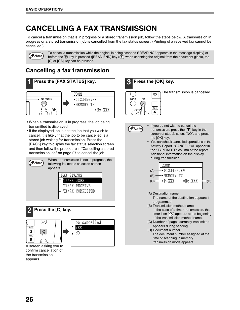 Cancelling a fax transmission, Job cancelled. yes no | Sharp AR-M162 User Manual | Page 155 / 372