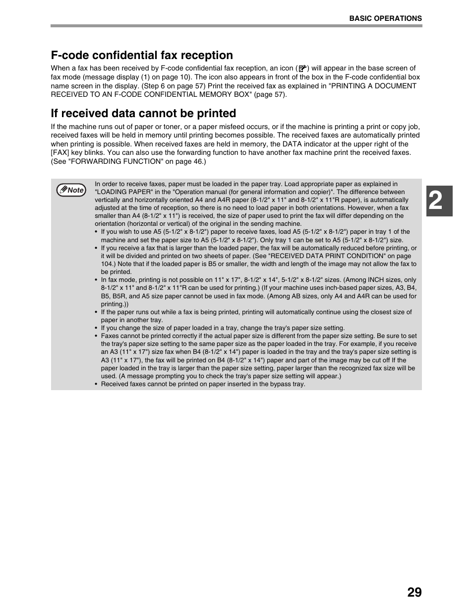 F-code confidential fax reception, If received data cannot be printed | Sharp AR-M162 User Manual | Page 158 / 372