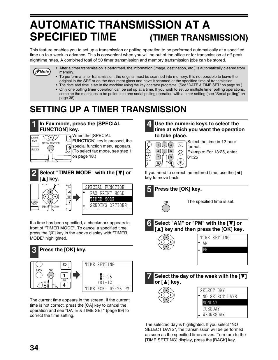 Automatic transmission at a specified time, Timer transmission), Setting up a timer transmission 1 | Sharp AR-M162 User Manual | Page 163 / 372