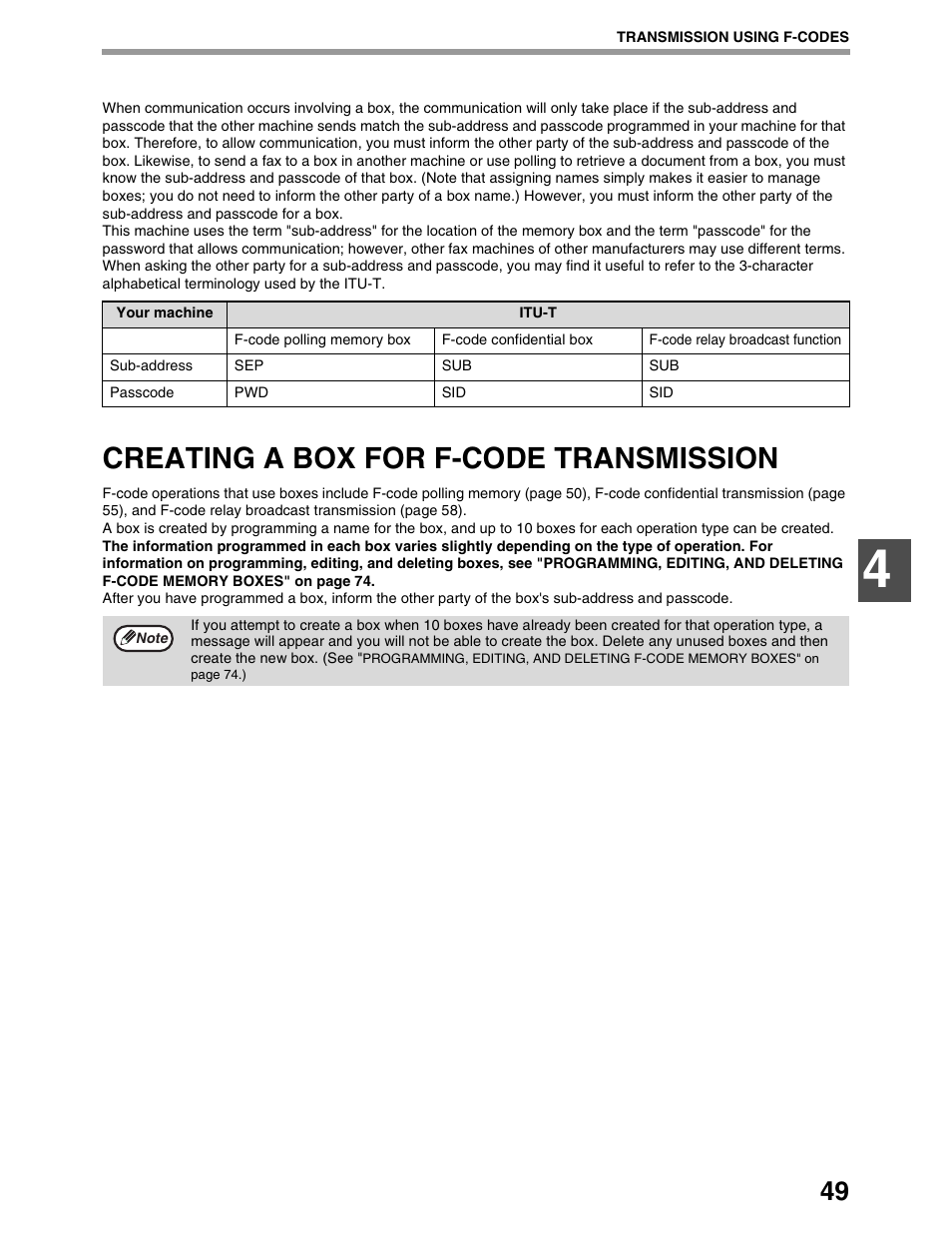 Creating a box for f-code transmission | Sharp AR-M162 User Manual | Page 178 / 372