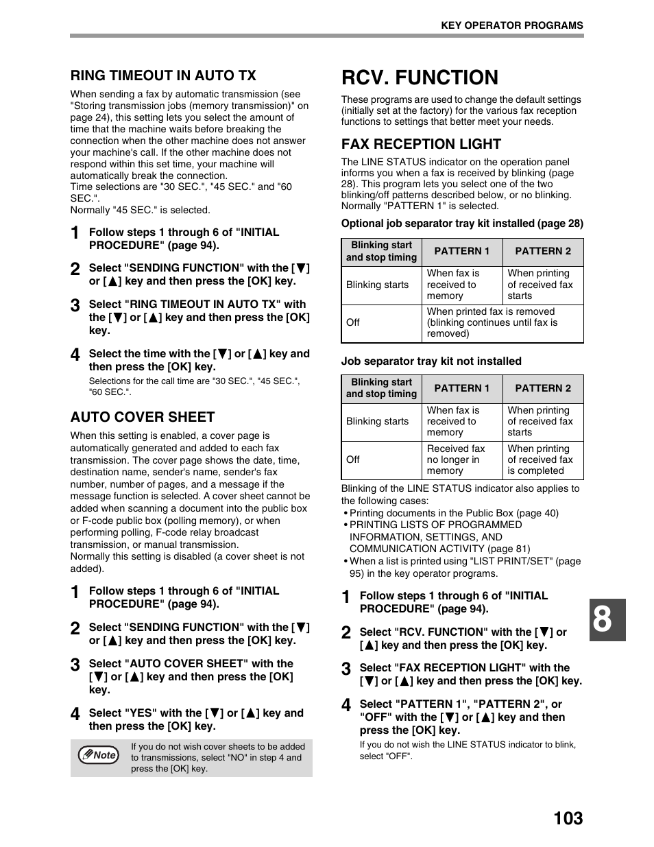 Rcv. function | Sharp AR-M162 User Manual | Page 232 / 372