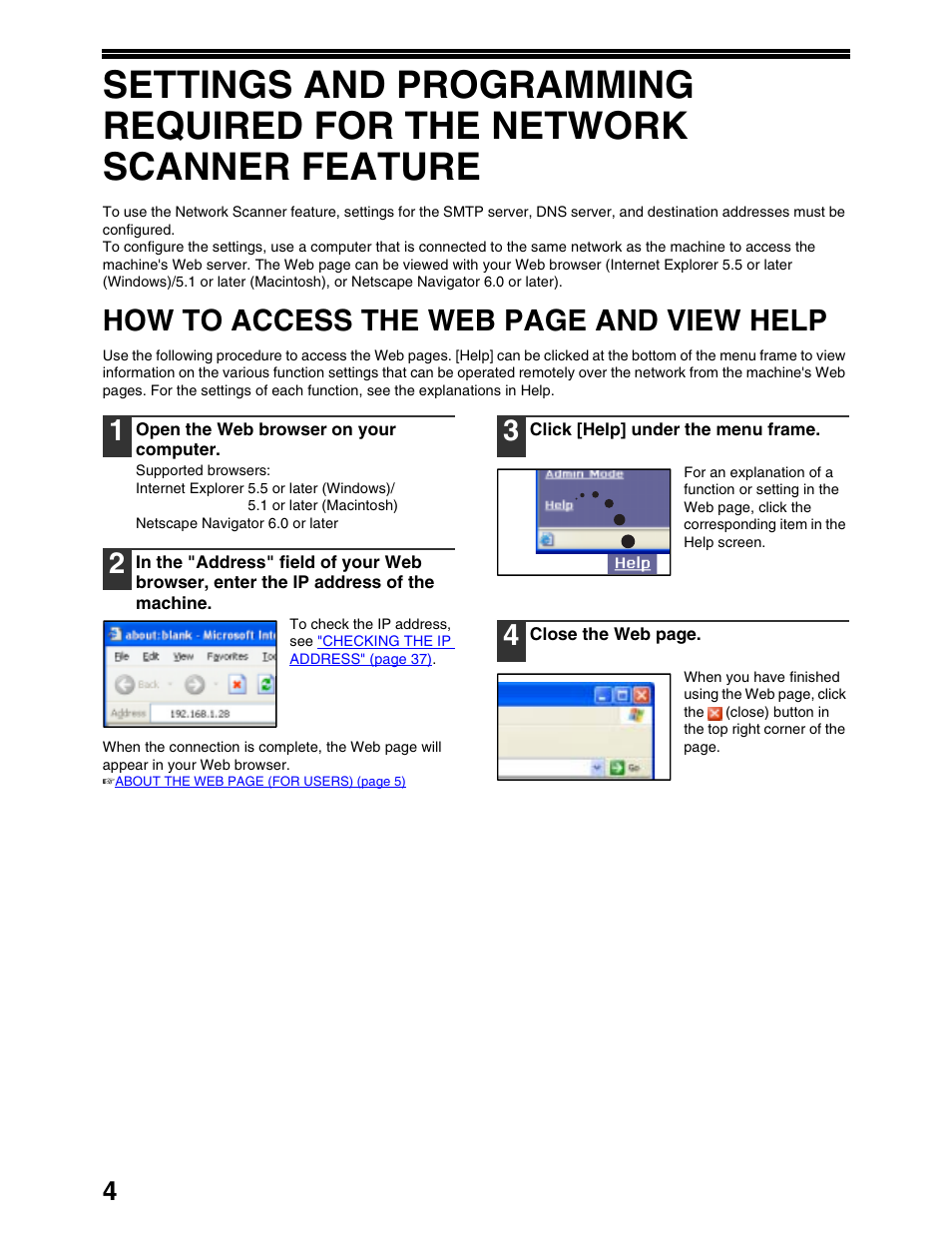 How to access the web page and view help | Sharp AR-M162 User Manual | Page 248 / 372