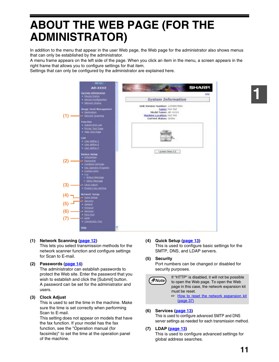 About the web page (for the administrator) | Sharp AR-M162 User Manual | Page 255 / 372
