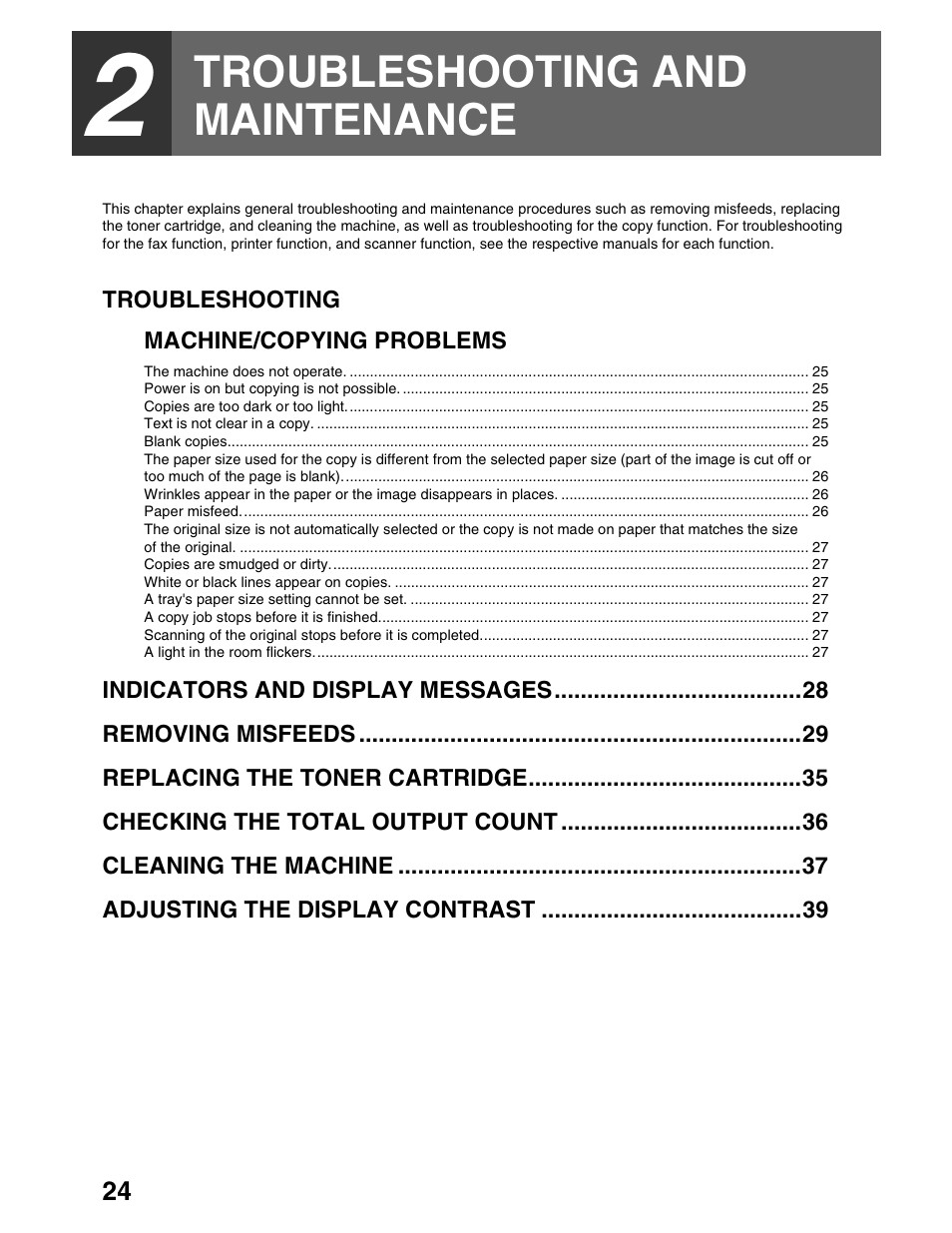 Troubleshooting and maintenance | Sharp AR-M162 User Manual | Page 26 / 372