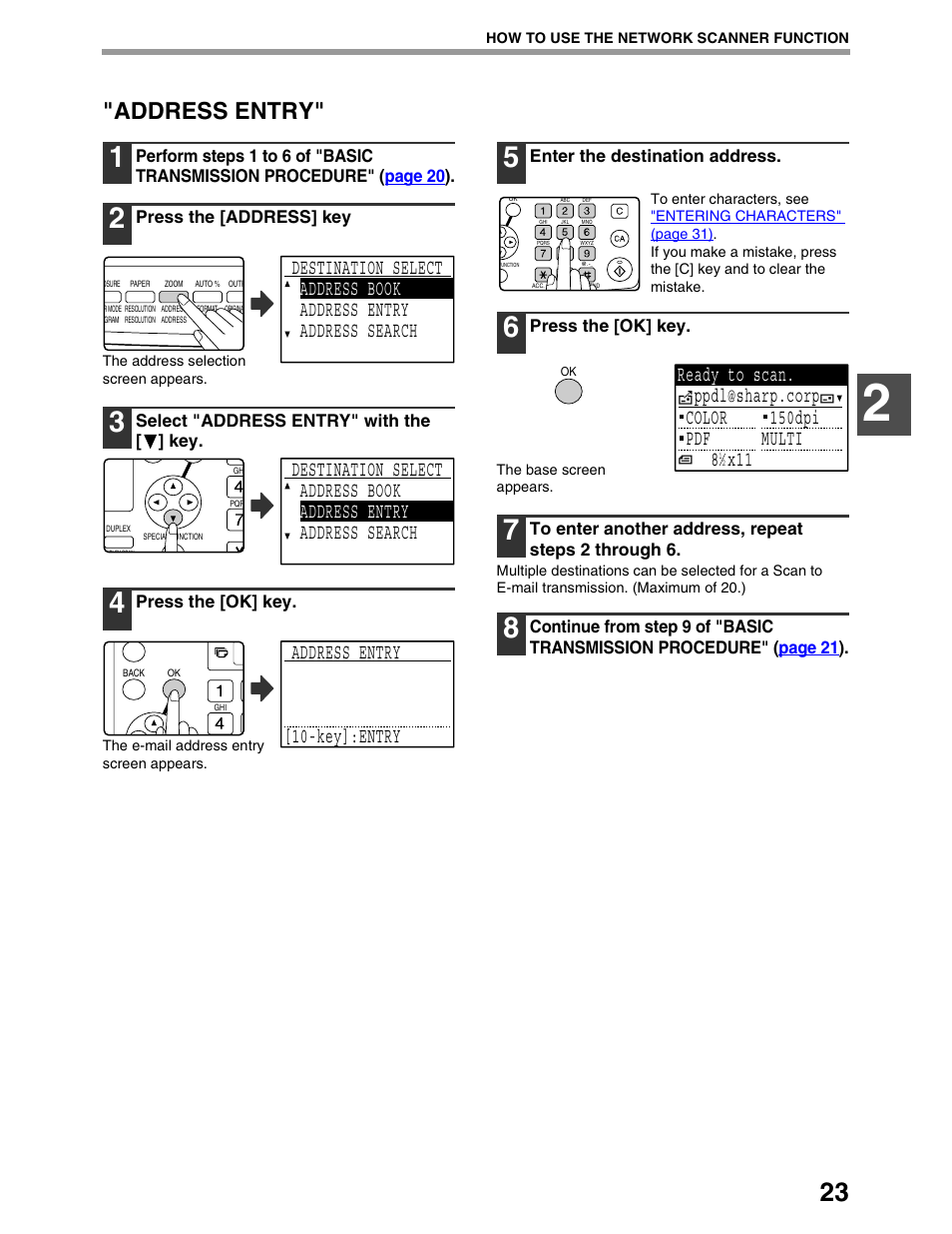 Address entry, Address entry [10-key]:entry | Sharp AR-M162 User Manual | Page 267 / 372