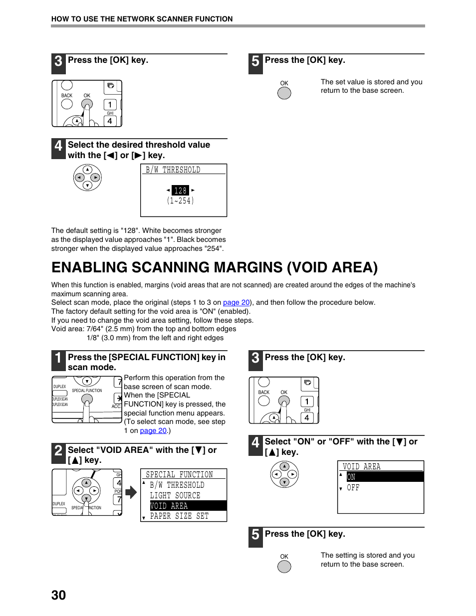 Enabling scanning margins (void area), Void area on off | Sharp AR-M162 User Manual | Page 274 / 372