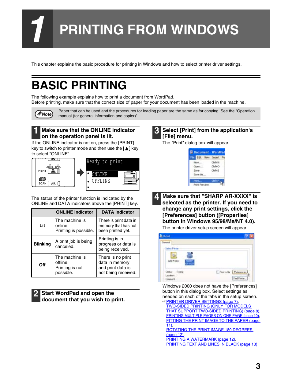 Printing from windows, Basic printing | Sharp AR-M162 User Manual | Page 287 / 372