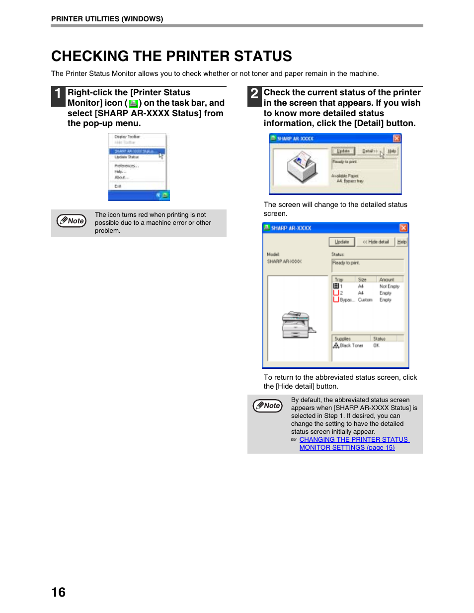 Checking the printer status | Sharp AR-M162 User Manual | Page 300 / 372