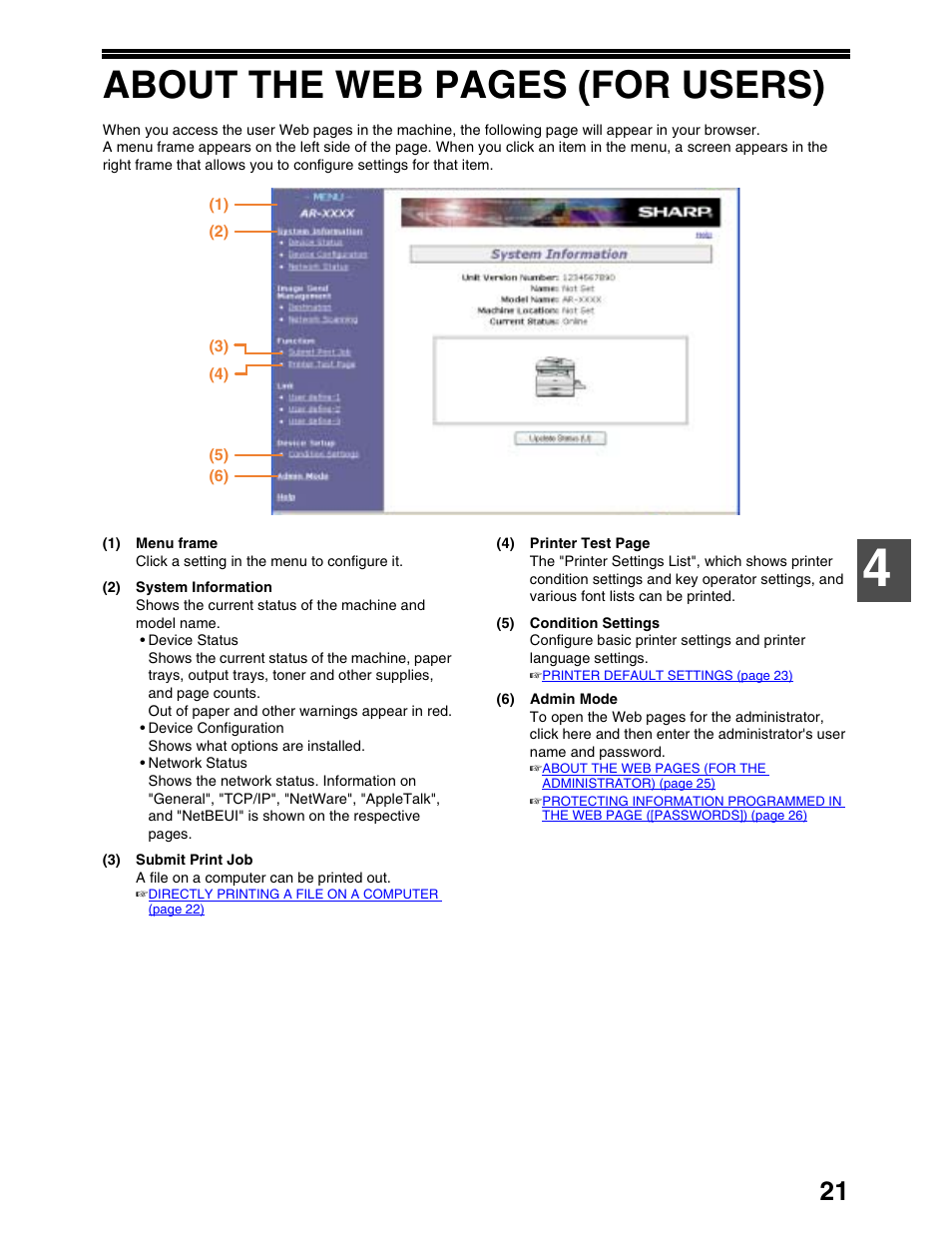 About the web pages (for users) | Sharp AR-M162 User Manual | Page 305 / 372