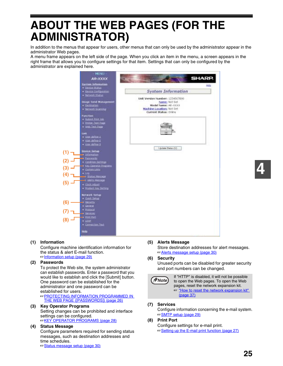 About the web pages (for the administrator) | Sharp AR-M162 User Manual | Page 309 / 372