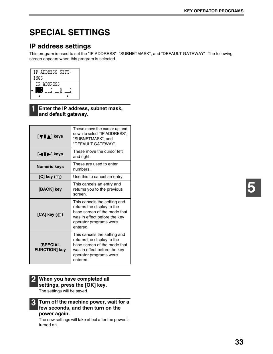 Special settings, Ip address settings | Sharp AR-M162 User Manual | Page 317 / 372