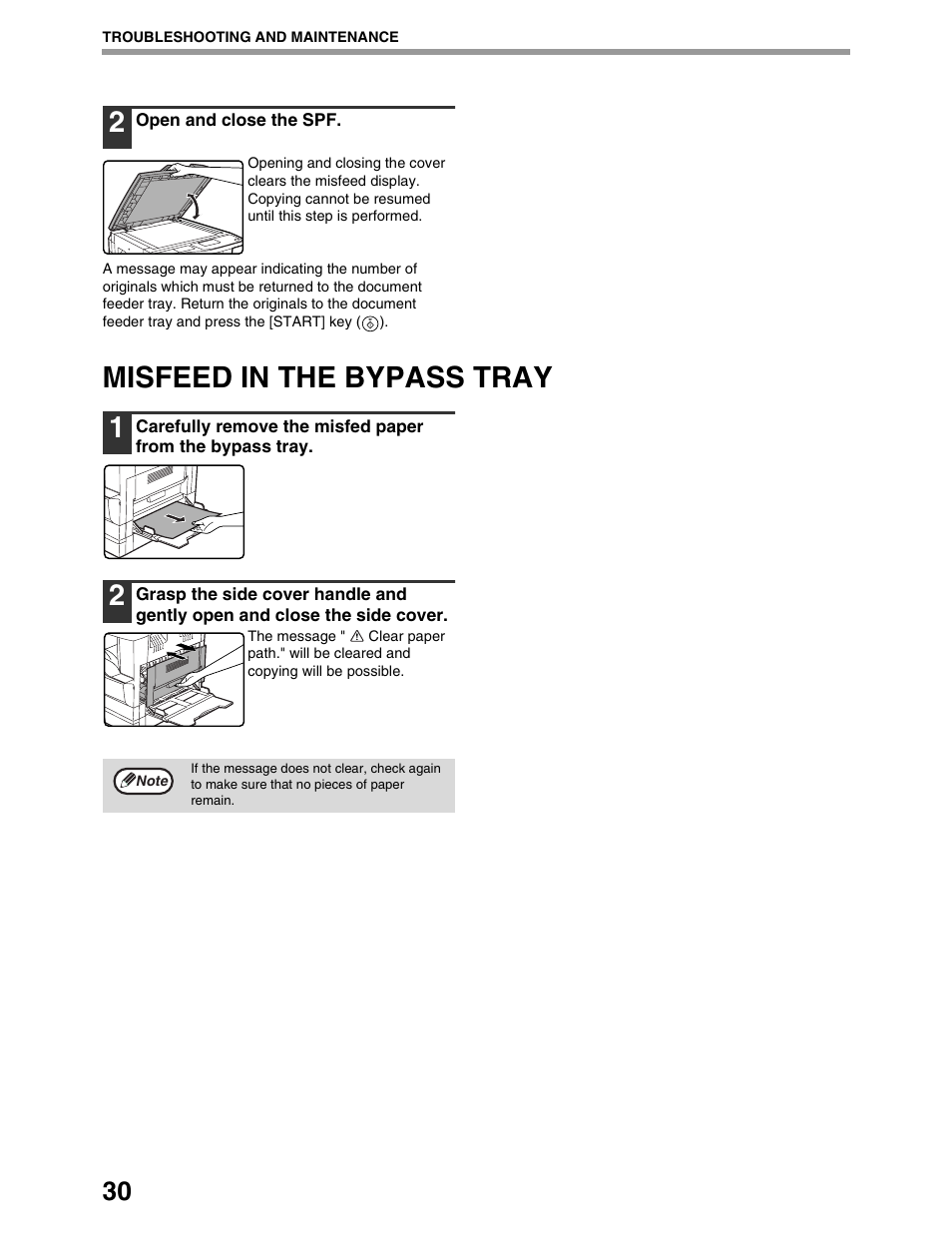 Misfeed in the bypass tray 1 | Sharp AR-M162 User Manual | Page 32 / 372