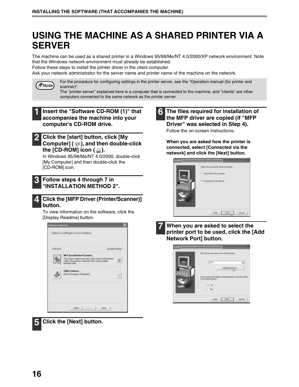 Using the machine as a shared printer via a server | Sharp AR-M162 User Manual | Page 342 / 372